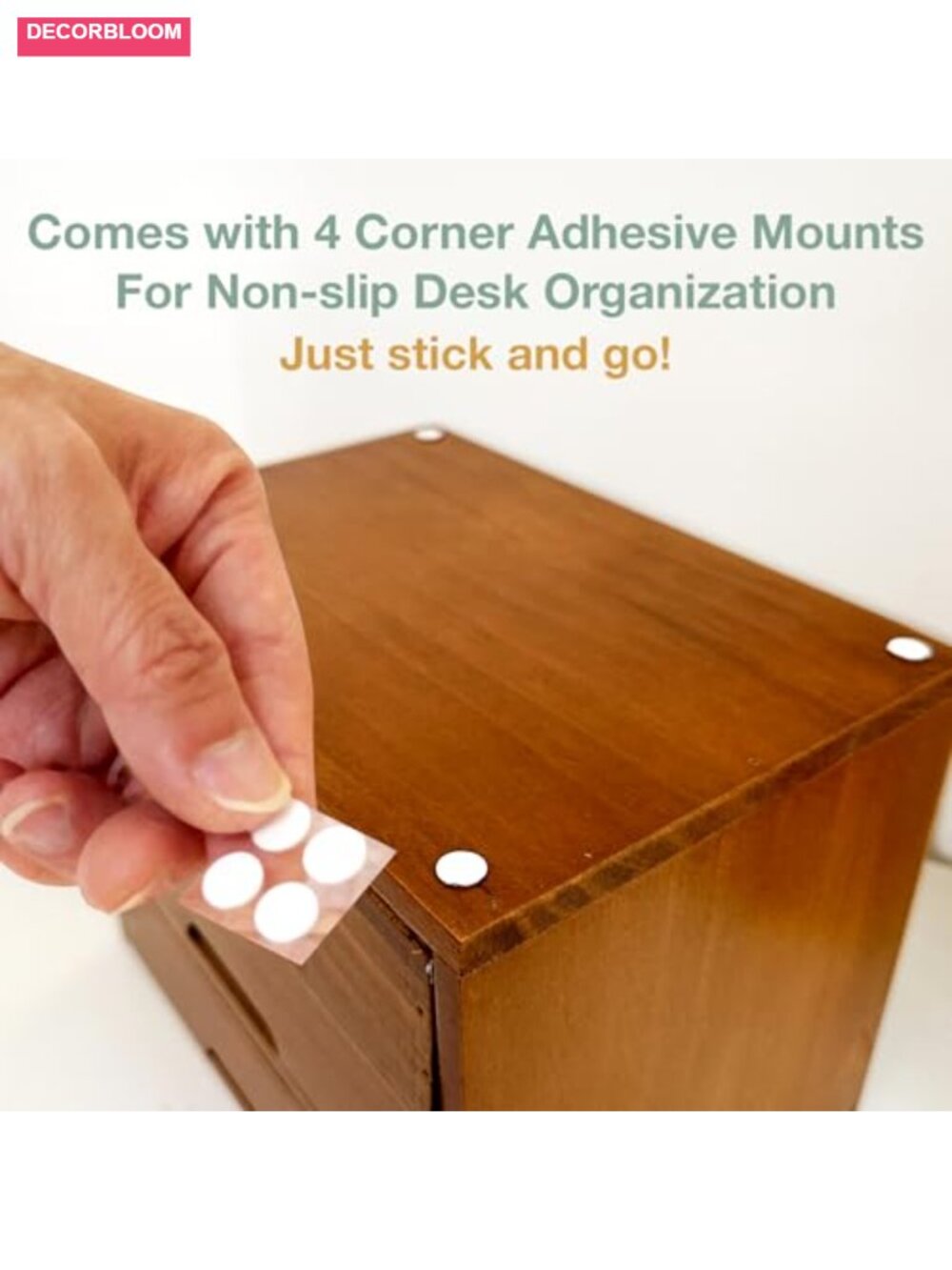 Wooden Desktop Drawer Organizer Stackable Monitor Riser Storage Unit - Picture 2 of 6